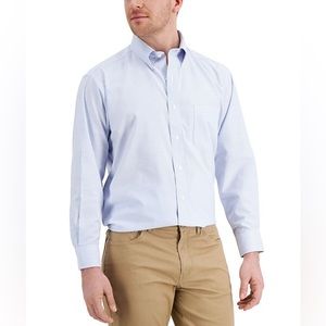 Men’s Club Room Slim Fit Button Up Long Sleeve Textured Gingham Size XXL